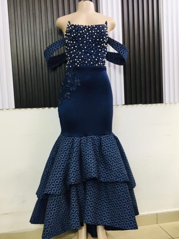 dark navy pearls dress ( rbi designer )