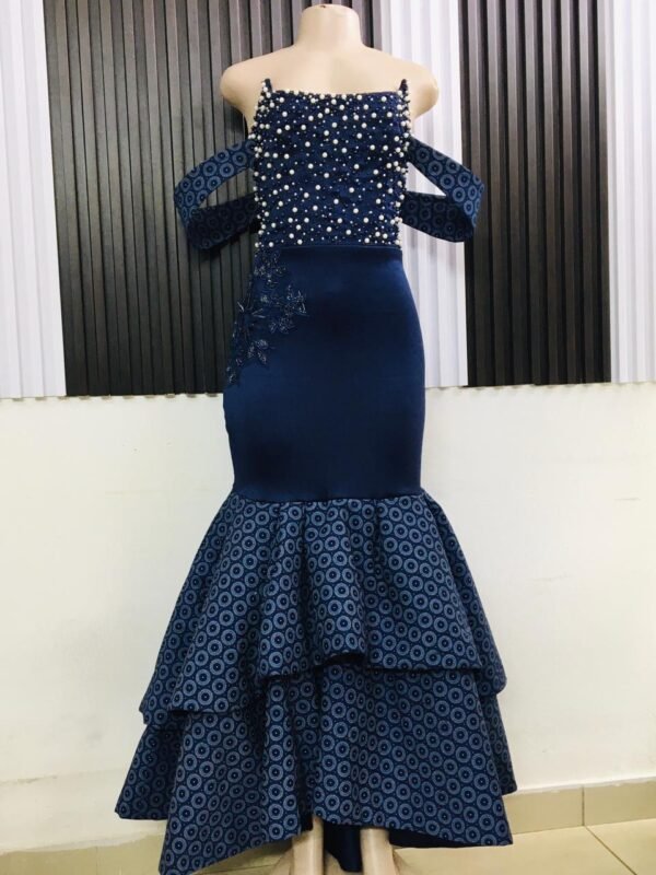 dark navy pearls dress ( rbi designer )
