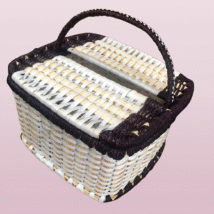 elegant brown & caramel reed picnic basket – eco friendly