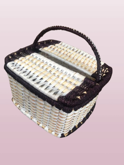 elegant brown & caramel reed picnic basket – eco friendly